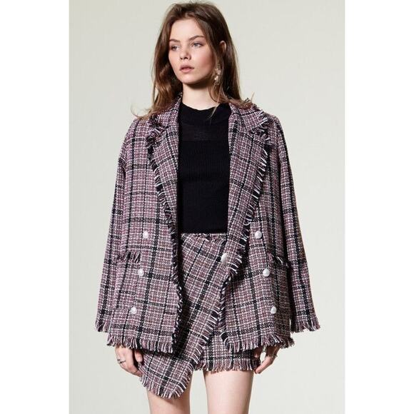 Storets Tweed Fringe Mini Skirt Medium - Picture 2 of 6